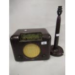 Bush Bakelite radio DAC90A, together with a similar Bakelite table lamp