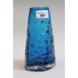 Whitefriars Kingfisher blue vase of tapering form, 17.5cms high In good condition. No chips or major