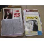 Box containing a quantity of Rock 'n' Roll related postcards, ephemera, some signed