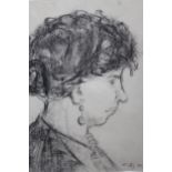 Charcoal drawing, portrait of a lady, inscribed ' Kitty K. ' (Kitty K. was one of Walter Sickerts