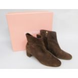 Mansur Gavriel, Italy, ladies brown suede ankle boots, size 36.5, complete with original box