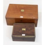 19th Century rosewood, brass mounted dressing case (minus interior), together with a mahogany