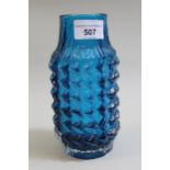 Whitefriars Kingfisher blue glass pineapple vase, 18cms high Very good condition. No chips, cracks