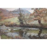 Thomas Ellison, large watercolour, 'The Lledr River, Betws-y-Coed, North Wales ', bearing labels