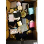 Large collection of approximately 100 ladies compacts, including Stratton, many in original boxes