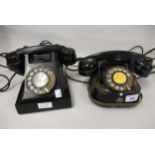 Bell telephone company black metal and gilded telephone together with a mid 20th Century black