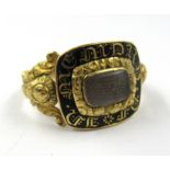 George III 18ct gold and enamel memorial ring, size P