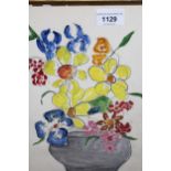 Attributed to Marcel Vertes, a gouache and pencil, vase of flowers, signed Vertes, 30cms x 22cms