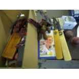 Quantity of cricket related ephemera including miniature bats, club ties, cricket balls, signed