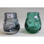 Two Whitefriars knobbly glass vases, 14cms high