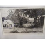 Malcolm Osborne, signed etching, ' Pickfords Farm ', 16cm x 27cm, framed