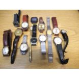 Bag containing a collection of various gentleman's mid to late 20th Century wristwatches,