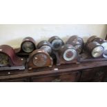 Collection of eleven various mahogany and oak cased dome top mantel clocks Five have pendulums,