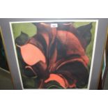 Penny Ormerod, limited edition coloured print numbered 6/25 'Trumpet Flower', signed and dated 1977,