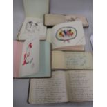 Quantity of various autograph books containing a quantity of various sketches and jottings