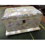 19th Century mother of pearl two division tea caddy (slight damages) There are pieces missing (