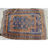 Small Belouch rug, 122cms x 86cms approximately, together with a small Kurdish mat, 98cms x 69cms
