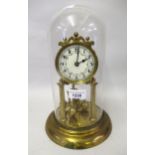 Edwardian brass anniversary clock, the circular dial with Arabic numerals and floral swags with