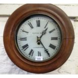 Late 19th / early 20th Century French circular oak wall clock, the painted dial with Roman numerals,