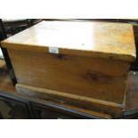 Small 19th Century pine box with hinged lid, 54cms wide