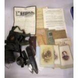 Quantity of military related items including compass, gas mask throwing knives and a quantity of