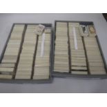 Two grey trays containing 120 sets of cigarette cards Twelve sets in sporting