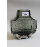 Whitefriars glass TV vase in pewter colour, 17cms high No chips or cracks, is in good condition.