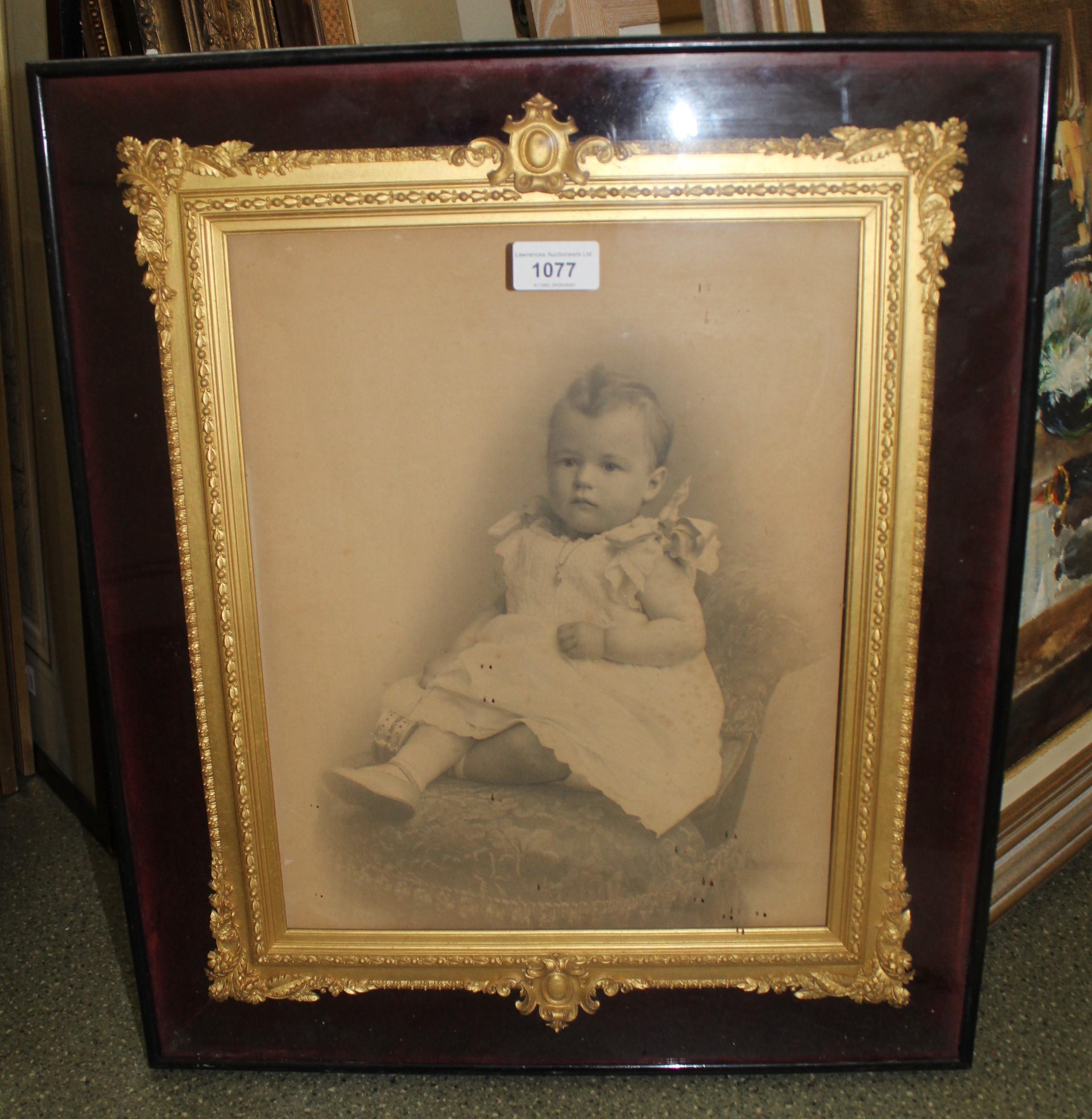 Late 19th / early 20th Century ebonised and gilded composition cabinet frame housing a photograph of - Image 2 of 2