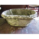 20th Century oval cast concrete garden planter, 36cms high x 18cms wide x 42cms deep