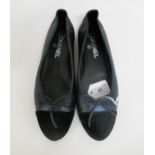 Chanel, pair of black leather ballerina flats, size 39.5 In good condition