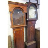 19th Century longcase clock, the painted arched top dial with thirty hour movement inscribed