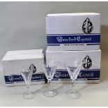 Waterford Sheila pattern, three boxed sets of glasses, claret, white wine and sherry
