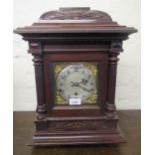 Late 19th Century German mantel clock, the brass dial with silvered chapter ring, Arabic numerals