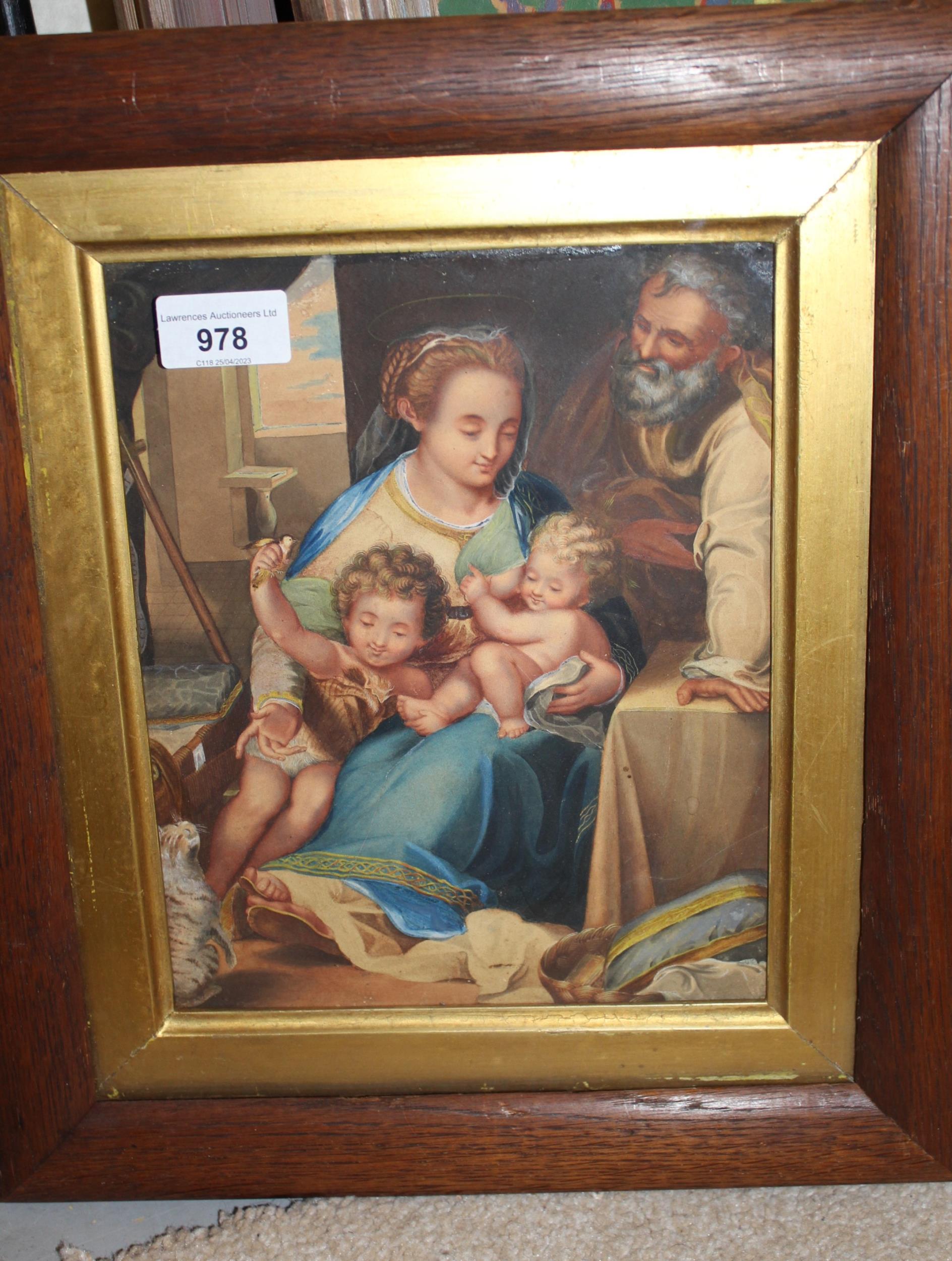 18th / 19th Century watercolour, The Holy Family, 25cms x 20cms - Image 2 of 2