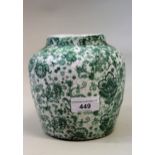 Antique terracotta and green glazed jar decorated with a Persian style floral design, 16ins high