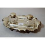 Sheffield rectangular silver two bottle inkstand