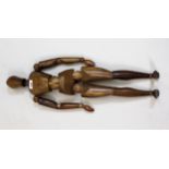 Artist's mid 20th Century carved hardwood ley figure, 65cms high overall approximately In good