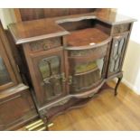 Edwardian mahogany semi bow front side cabinet on cabriole supports with undertier, 107cms wide