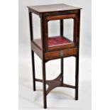 Edwardian mahogany line inlaid display cabinet with single door on square supports with undertier,