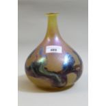 Siddy Langley, Art glass bottle vase, 18cms high, signed to the base