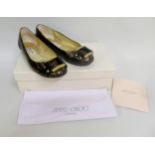 Jimmy Choo, London, pair of leopard print flats, size 37, with original dust cover and a pair of