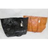 Jaeger, two large leather tote bags, together with a brown leather holdall and a canvas holdall with