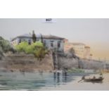 A. Kentarhos (Greek), watercolour, ' Royal Palace, Corfu ', signed, 27cms x 49cms, gilt framed