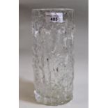 Whitefriars cylindrical glass Bark vase in clear, 23.5cms high In good condition, no chips or cracks