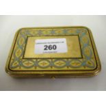 Late 19th / early 20th Century gilt brass blue and black enamel decorated calling card case with