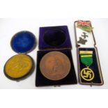 Cased bronze medallion, International Exhibition Philadelphia, a French cased bronze medallion,