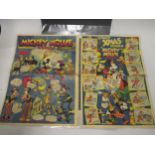 Two Mickey Mouse weekly comics, November 1936 and December 1939, Christmas issue