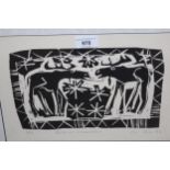 William Brown (Canadian), three signed woodcut prints, ' Seasonal Moose Chat ', and other scenes,