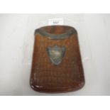 Early 20th Century alligator leather and silver mounted cigar case 14cm x 9.7cm outside 85mm x