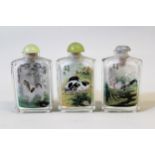 Set of seven 20th Century Chinese glass snuff bottles with internal painted decoration